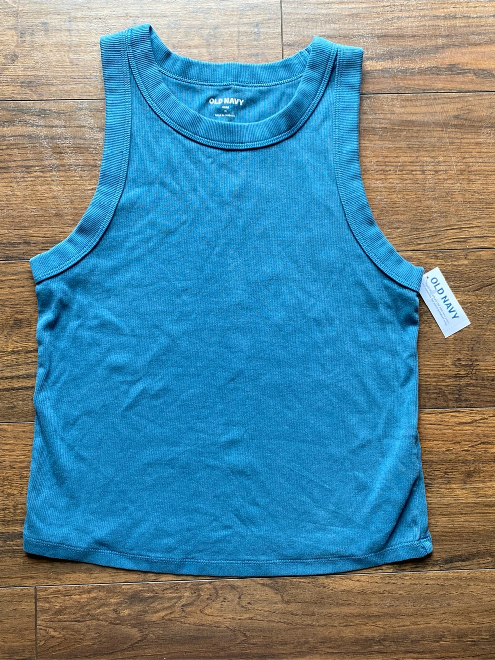 NWT Old Navy Teal-Blue Ribbed Crewneck Tank